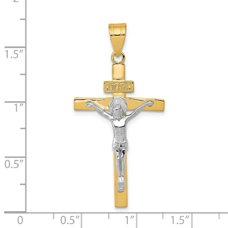 Bright name necklaces-Curata 14K Two-Tone Gold 18" INRI Crucifix Pendant Necklace - 43.1x20.8mm