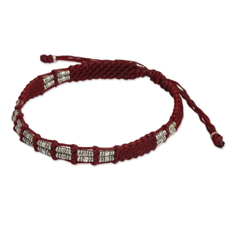 Hawk feather bangles-Handmade Sterling Silver 'Affinity in Red' Bracelet (Thailand)