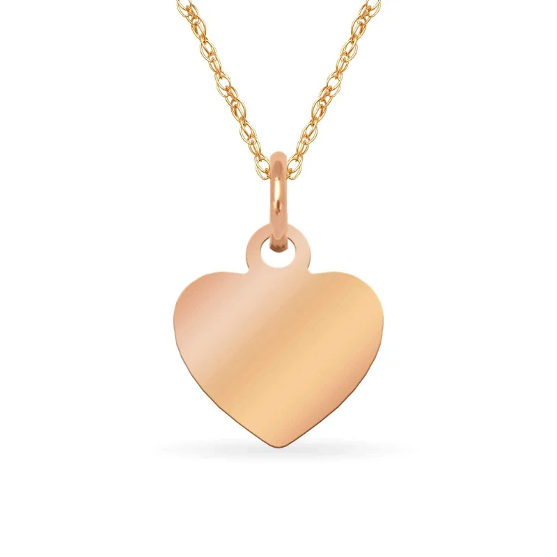 Cord tassel necklaces-Curata 14k Rose Gold Childrens Small Heart Disc Charm Necklace (16") - Pink