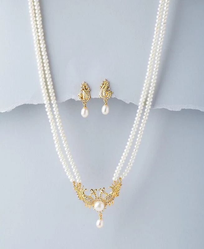 Quirky bead necklaces-Peacock Real Pearl Necklace Set