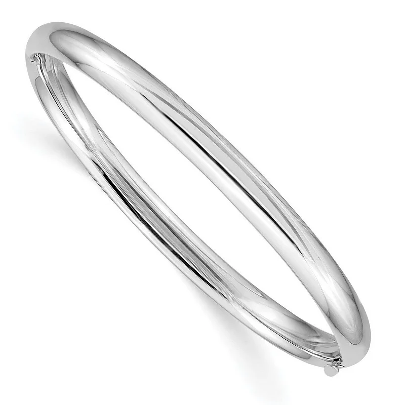 Fused metal bangles-Curata 14k 3/16 White Gold Hollow Concave Polished Safety bar Hinged Baby Bangle Bracelet