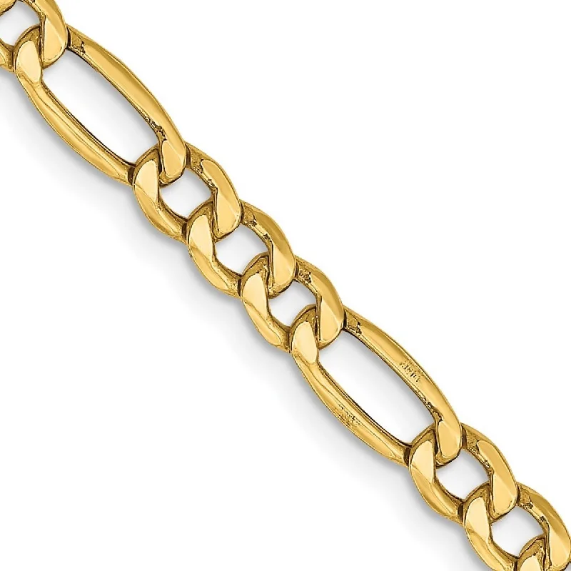 Sleek design bangles-Curata 10k Yellow Gold Polished Lobster Claw Closure 4.75mmSemi-Solid Figaro Chain Bracelet - 7 Inch