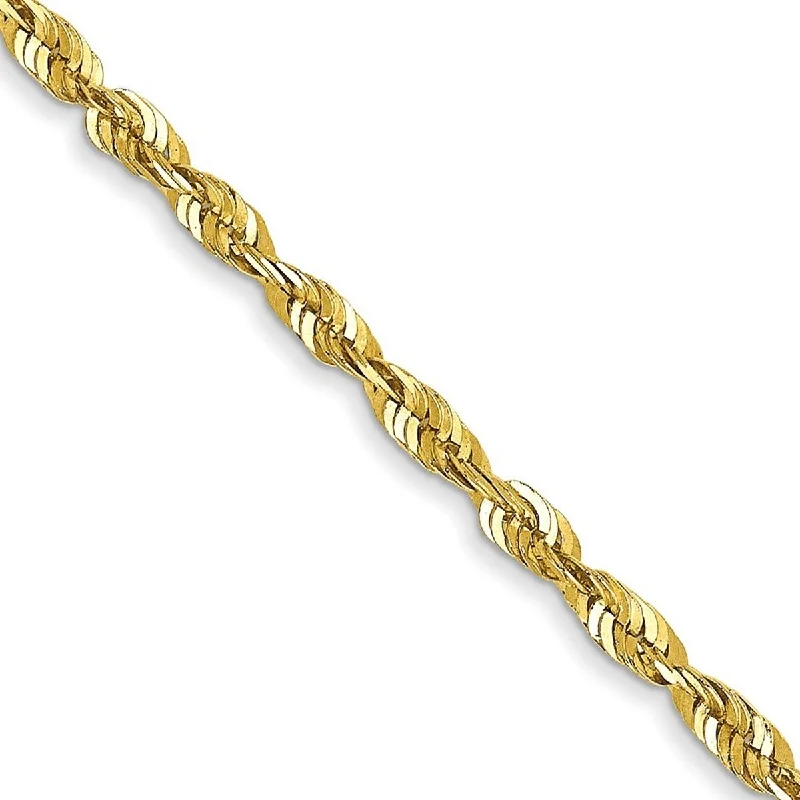 Silk wrap bangles-Curata 10k Yellow Gold 1.8mm Sparkle Cut Extra Lite Rope Chain Bracelet