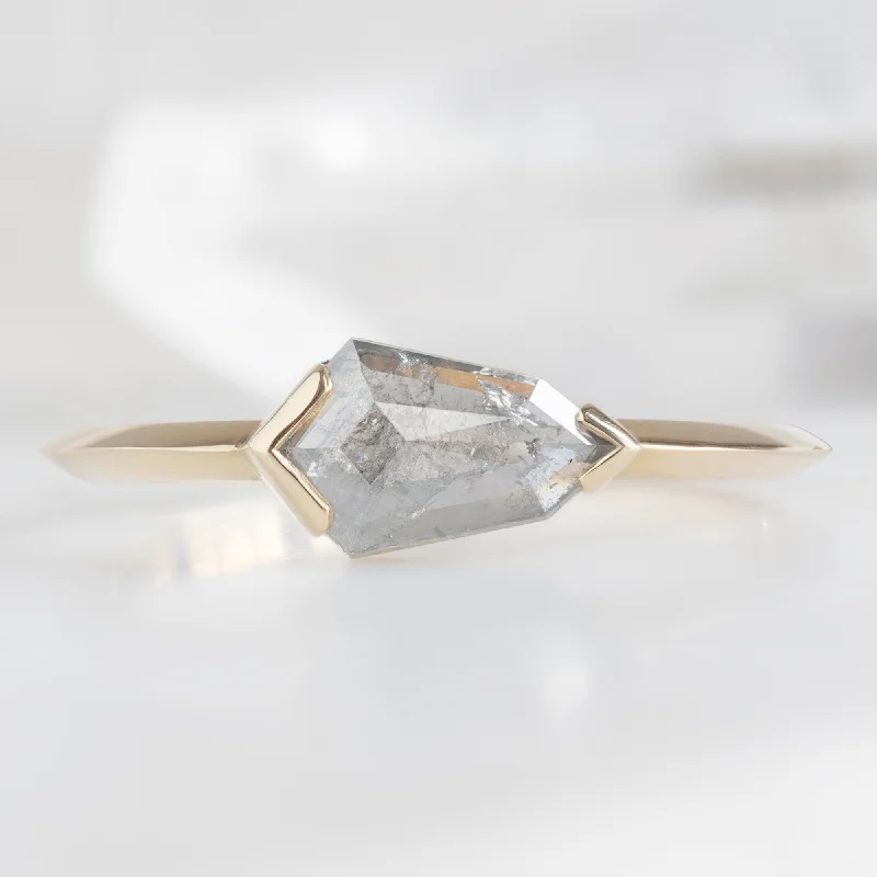 Solitaire diamond engagement rings-The Sage Ring | 0.62ct Geometric Salt and Pepper Diamond in 14K Yellow Gold