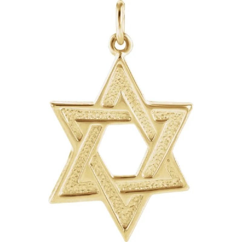 Braided cord necklaces-Curata 14k Yellow Gold Textured Religious Judaica Star of David Necklace 23.75x17.5