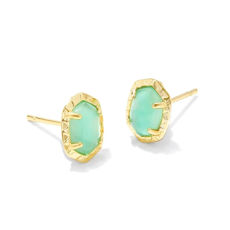 Twine bead earrings-Kendra Scott | Daphne Gold Stud Earrings in Light Green Mother of Pearl